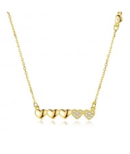 Mini Hearts Pendant Minimalist 925 Sterling Silver Women Necklace