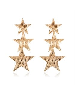 Vintage Pentagrams Pendant Punk Style Alloy Earrings - Golden