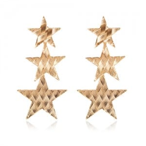 Vintage Pentagrams Pendant Punk Style Alloy Earrings - Golden