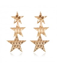 Vintage Pentagrams Pendant Punk Style Alloy Earrings - Golden