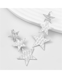 Vintage Pentagrams Pendant Punk Style Alloy Earrings - Silver