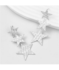 Vintage Pentagrams Pendant Punk Style Alloy Earrings - Silver