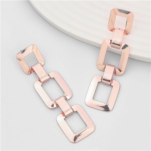 Vintage Multilayered Hollow-out Square Wholesale Fashion Alloy Earrings - Golden