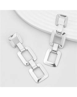 Vintage Multilayered Hollow-out Square Wholesale Fashion Alloy Earrings - Silver