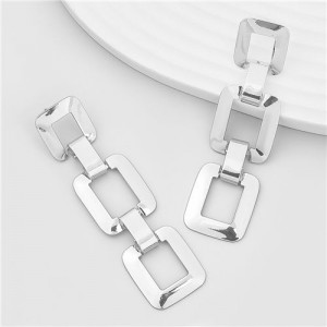Vintage Multilayered Hollow-out Square Wholesale Fashion Alloy Earrings - Silver