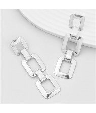 Vintage Multilayered Hollow-out Square Wholesale Fashion Alloy Earrings - Silver