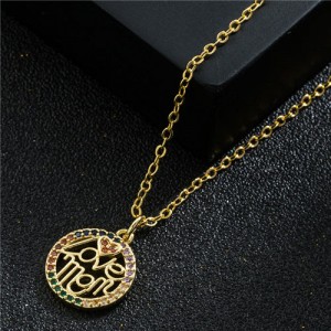 Mother's Day Series Simple Design LOVE Alphabet Pendant Copper Necklace