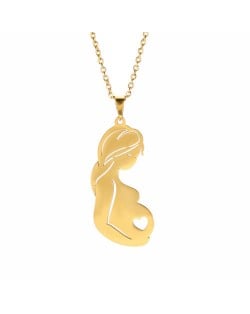 Mother's Day Series Pregnant Woman Pendant Wholesale Stainless Steel Necklace - Golden
