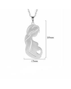 Mother's Day Series Pregnant Woman Pendant Wholesale Stainless Steel Necklace - Silver