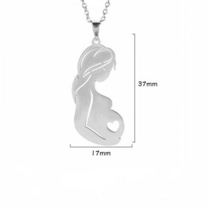 Mother's Day Series Pregnant Woman Pendant Wholesale Stainless Steel Necklace - Silver