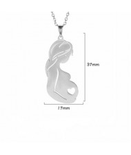 Mother's Day Series Pregnant Woman Pendant Wholesale Stainless Steel Necklace - Silver