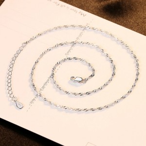 (2 Colors Available) No Pendant Wave Chain 925 Sterling Silver Chain Necklace