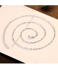 (2 Colors Available) No Pendant Wave Chain 925 Sterling Silver Chain Necklace