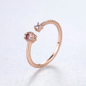 Simple Design Elegant Morgan Stone Open-end 925 Sterling Silver Ring