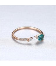 (4 Colors Available) Water Drop Shape Gem Stone Design Wholesale 925 Sterling Silver Open-end Ring