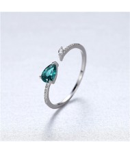 (4 Colors Available) Water Drop Shape Gem Stone Design Wholesale 925 Sterling Silver Open-end Ring