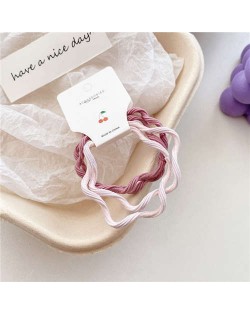 (3 Pieces)Candy Color Wavy Hair Rope High Elastic Girl HeadBands Set - Pink