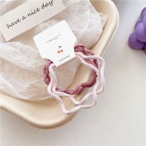 (3 Pieces)Candy Color Wavy Hair Rope High Elastic Girl HeadBands Set - Pink