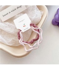 (3 Pieces)Candy Color Wavy Hair Rope High Elastic Girl HeadBands Set - Pink