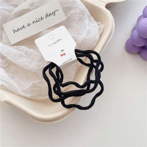 (3 Pieces)Candy Color Wavy Hair Rope High Elastic Girl HeadBands Set - Black