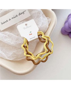 (3 Pieces)Candy Color Wavy Hair Rope High Elastic Girl HeadBands Set - Yellow