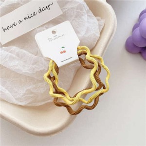 (3 Pieces)Candy Color Wavy Hair Rope High Elastic Girl HeadBands Set - Yellow