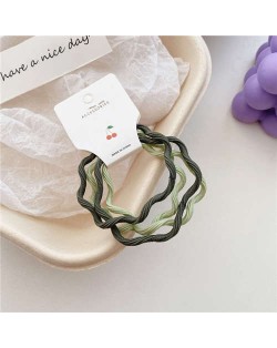 (3 Pieces)Candy Color Wavy Hair Rope High Elastic Girl HeadBands Set - Green