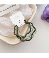 (3 Pieces)Candy Color Wavy Hair Rope High Elastic Girl HeadBands Set - Green