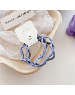 (3 Pieces)Candy Color Wavy Hair Rope High Elastic Girl HeadBands Set - Gray