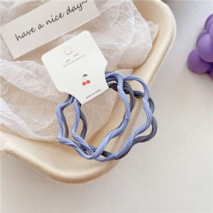 (3 Pieces)Candy Color Wavy Hair Rope High Elastic Girl HeadBands Set - Gray