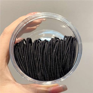 (100 Pieces)Black Basic Hair Rope High Elastic Girl HeadBands Set