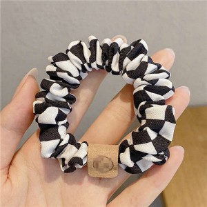 Korean Fashion Black and White Checkered Hair Band High Elastic Girl Headband