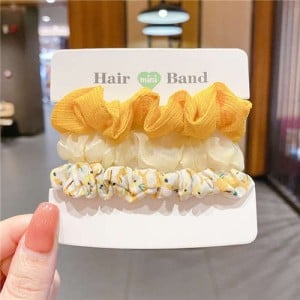 Summer Beach Style High Fashion Wholesale Cloth Hair Rope 3 Pieces Set - Yellow