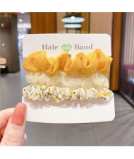 Summer Beach Style High Fashion Wholesale Cloth Hair Rope 3 Pieces Set - Yellow