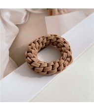 Handmade Twist High Elastic and Durable Thick Rubber Hair Band - Brown