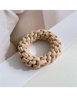 Handmade Twist High Elastic and Durable Thick Rubber Hair Band - Khaki