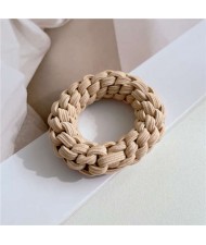 Handmade Twist High Elastic and Durable Thick Rubber Hair Band - Khaki