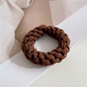 Handmade Twist High Elastic and Durable Thick Rubber Hair Band - Coffee