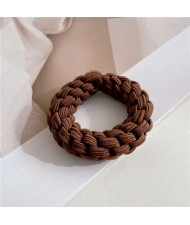 Handmade Twist High Elastic and Durable Thick Rubber Hair Band - Coffee