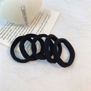 Summer High Elastic Girl Hair Band 5 Pieces Wholesale Set - Black