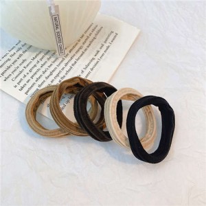 Summer High Elastic Girl Hair Band 5 Pieces Wholesale Set - Brown