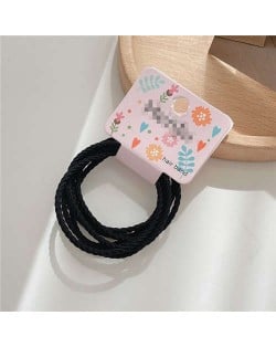 Threaded Candy Color Basic Style 8 Pieces Set Women Hair Band - Black