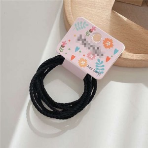 Threaded Candy Color Basic Style 8 Pieces Set Women Hair Band - Black