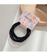 Threaded Candy Color Basic Style 8 Pieces Set Women Hair Band - Black