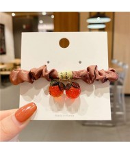 Korean Version Satin Cute Fruit Pendant Ladies Hairband - Brown