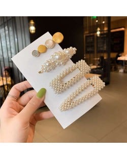 4 Pieces Set Korean Fashion Hair Accessories Romantic Pearl Hair Clips Set