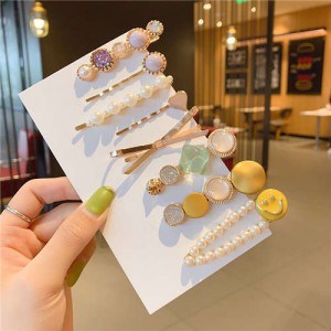 8 Pieces Set Fashion Hair Accessories French Fresh Colors Hair Clips Set