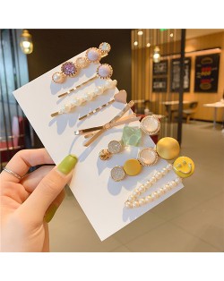 8 Pieces Set Korean Fashion Hair Accessories Star and Pearl Combo Hair Clips Set