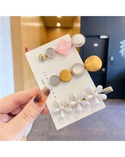 3 Pieces Set Korean Fashion Pinky Candy Button Design Hair Barrettes Set