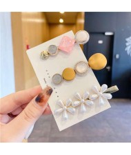 3 Pieces Set Korean Fashion Pinky Candy Button Design Hair Barrettes Set